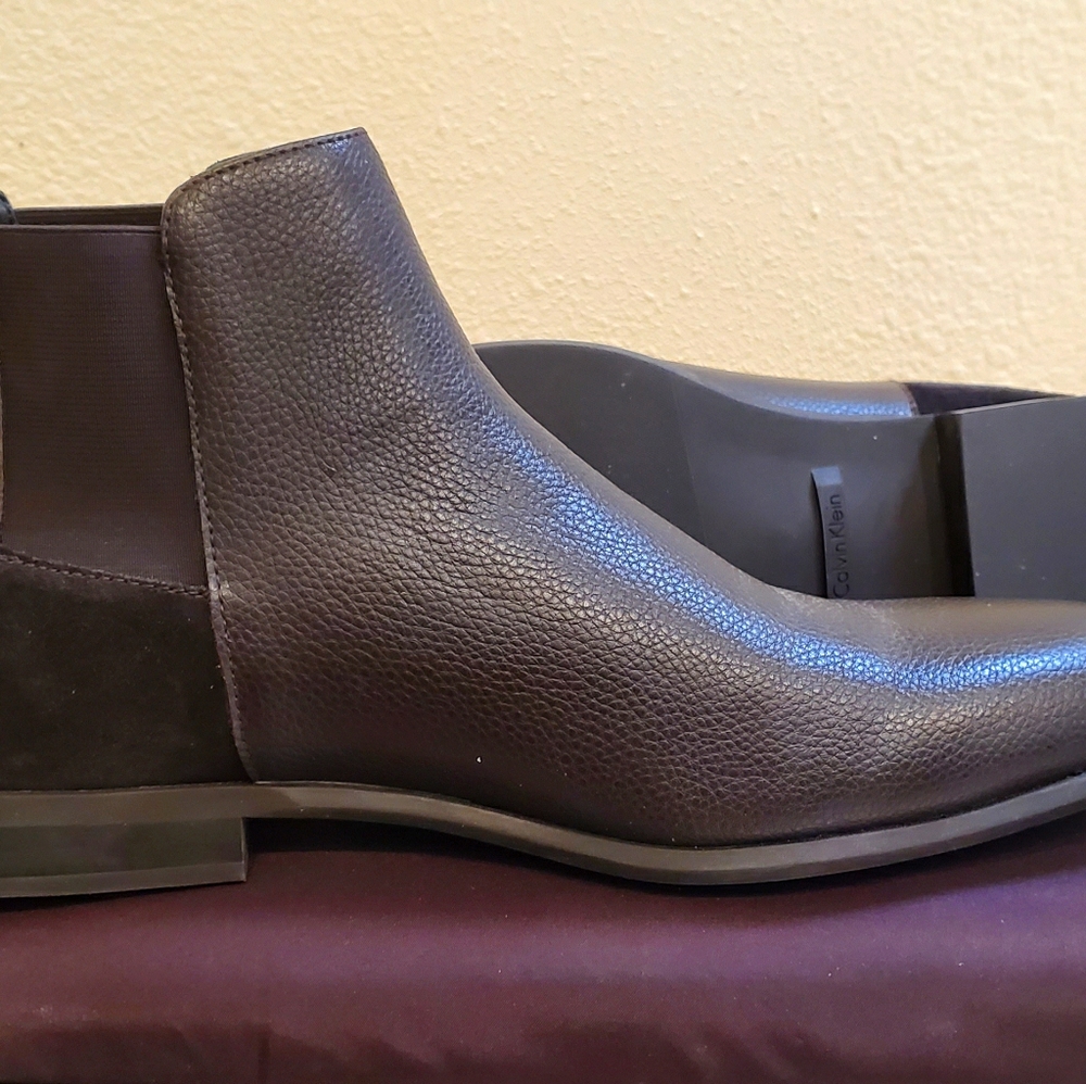Calvin Klein Men's Dark Brown Leather Chelsea Boots